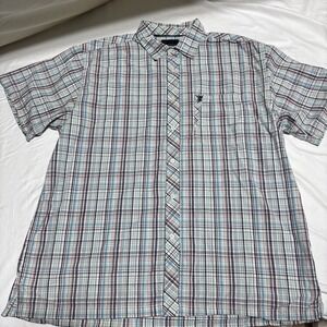 Vtg 90s Phat Farm Shirt Mens Color Cage White Blue Red Plaid Hip Hop‎ Y2K 3XL